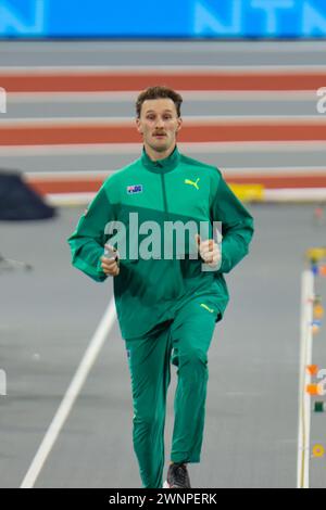 Glasgow, Großbritannien. März 2024. Emirates Arena, Glasgow, Schottland - Sonntag, den 3. März: Kurtis MARSCHALL (Australien - aus) tritt am Sonntag, den 3. März 2024, im Pole Vault Finale während der Leichtathletik-Hallenweltmeisterschaften Glasgow 2024 in der Emirates Arena an (Claire Jeffrey/SPP) Credit: SPP Sport Press Photo. /Alamy Live News Stockfoto