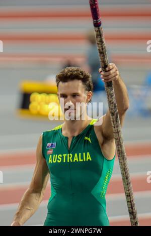 Glasgow, Großbritannien. März 2024. Emirates Arena, Glasgow, Schottland - Sonntag, den 3. März: Kurtis MARSCHALL (Australien - aus) tritt am Sonntag, den 3. März 2024, im Pole Vault Finale während der Leichtathletik-Hallenweltmeisterschaften Glasgow 2024 in der Emirates Arena an (Claire Jeffrey/SPP) Credit: SPP Sport Press Photo. /Alamy Live News Stockfoto