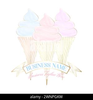 Eiscreme-Logo im Aquarellstil Stock Vektor