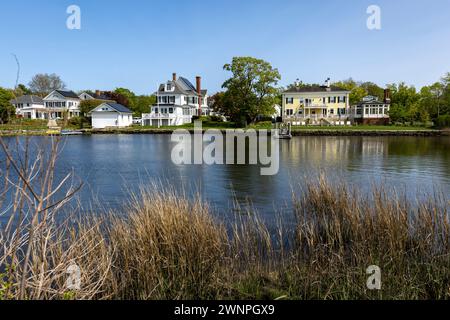 Immobilien am Mystic River in Stonington, Connecticut Stockfoto