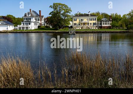 Immobilien am Mystic River in Stonington, Connecticut Stockfoto