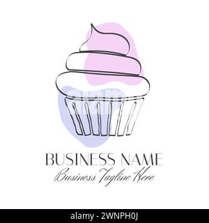 Outline Modern Cupcake Logo für Bäckerei im abstrakten Stil Stock Vektor