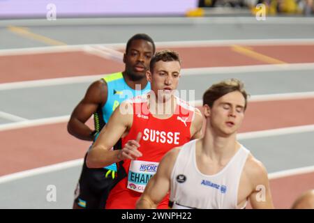 Glasgow, Großbritannien. März 2024. Emirates Arena, Glasgow, Schottland - Sonntag, 3. März: Simon EHAMMER (Schweiz - SUI) tritt im Heptathlon 1000 Meter bei den Leichtathletik-Hallenweltmeisterschaften Glasgow 2024 in der Emirates Arena am Sonntag, 3. März 2024 an (Claire Jeffrey/SPP) Credit: SPP Sport Press Photo. /Alamy Live News Stockfoto