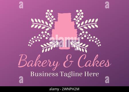 Pinke Bäckerei und Kuchen, schönes Logo-Design Stock Vektor