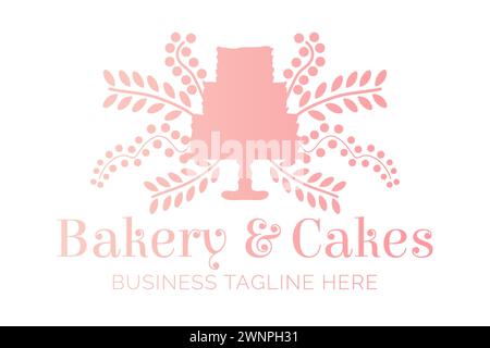 Pastell Pink Bakery and Cakes Nice Logo Design für Patissierie Stock Vektor