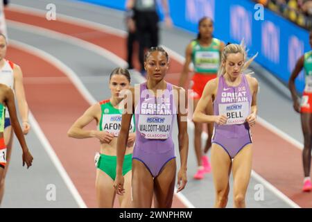 Glasgow, Großbritannien. März 2024. Emirates Arena, Glasgow, Schottland - Sonntag, 3. März: Revee WALCOTT-NOLAN (Großbritannien und Nordirland - GBR) tritt am Sonntag, 3. März 2024, im 1500-Meter-Finale während der Leichtathletik-Hallenweltmeisterschaften Glasgow 2024 in der Emirates Arena an (Claire Jeffrey/SPP). /Alamy Live News Stockfoto