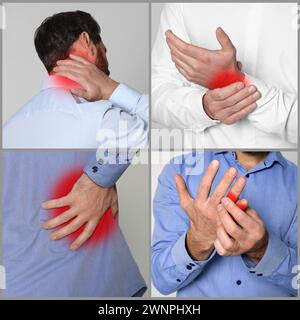 Männer mit Rheumatismus. Collage von Fotos Stockfoto