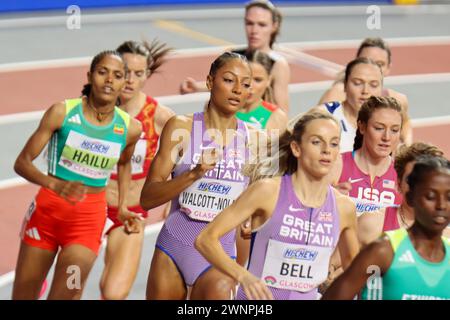Glasgow, Großbritannien. März 2024. Emirates Arena, Glasgow, Schottland - Sonntag, 3. März: Revee WALCOTT-NOLAN (Großbritannien und Nordirland - GBR) tritt am Sonntag, 3. März 2024, im 1500-Meter-Finale während der Leichtathletik-Hallenweltmeisterschaften Glasgow 2024 in der Emirates Arena an (Claire Jeffrey/SPP). /Alamy Live News Stockfoto