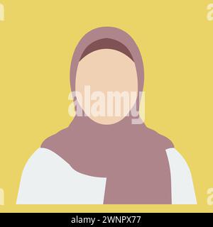 Eine junge arabische Frau im Hijab. Das Gesicht einer arabischen Frau ist mit Hijab bedeckt. Vektorillustration isoliert von weißem Hintergrund Stock Vektor