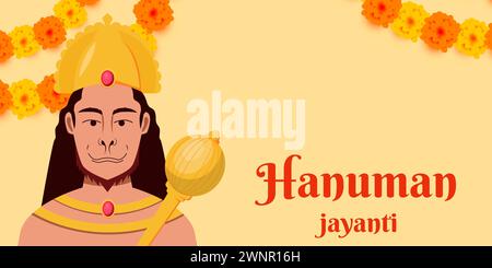 Horizontale Banner-Illustration hanuman jayanti in flachem Design Stock Vektor