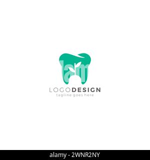 Logo für das Wachstum von Zahnblättern. Logo Für Zahnpflege Stock Vektor