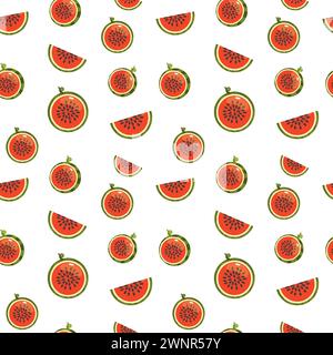 Nahtloser Hintergrund mit Wassermelonenscheiben. Nahtloses Vektormuster Stock Vektor