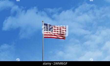 Amerikanische Kampfflugzeuge produzieren Rauch mit einer Flaggenfarbe Stockfoto