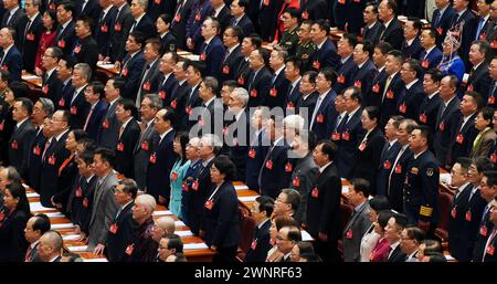 Peking, China. März 2024. Die Eröffnungssitzung der zweiten Sitzung des 14. Nationalen Komitees der Politischen Konsultativkonferenz des chinesischen Volkes (KPCC) findet am 4. März 2024 in der Großen Halle des Volkes in Peking, der Hauptstadt Chinas, statt. Quelle: Wang Jianhua/Xinhua/Alamy Live News Stockfoto