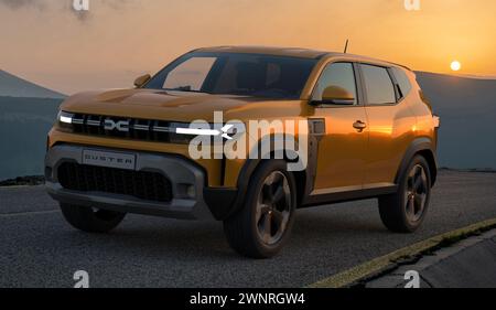 Der Neue Dacia Duster. Hit kompakter SUVs, die für die Serienproduktion bereit sind Stockfoto