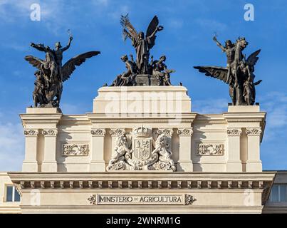 Fassade des landwirtschaftsministeriums in Madrid Stockfoto