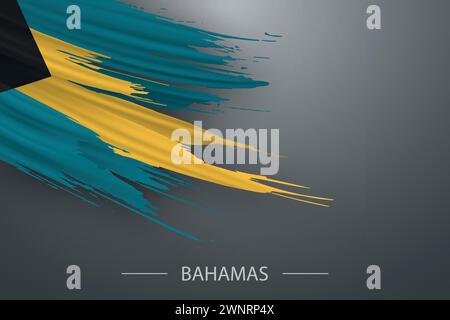3D Grunge Pinselstrich Flagge von Bahamas, Vorlage Poster Design Stock Vektor
