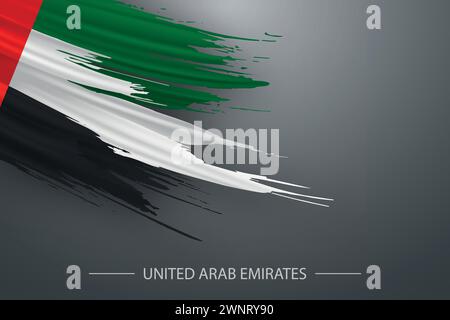 3D Grunge Pinselstrich Flagge der Vereinigten Arabischen Emirate, Vorlage Poster Design Stock Vektor