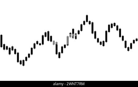 Börsendiagramm. Handelsdiagramm. Schwarzer Kerzen-Forex-Markt isoliert auf weißem Hintergrund. Candlestick Investment Finance. Börsenpreisgeschäft Stock Vektor