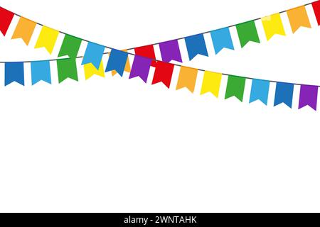 Karnevalskranz mit Fahnen. Festival und Festdekoration. Dekorative bunte Party-Wimpel für Geburtstagsfeiern. Vektorabbildung. EPS 10. S Stock Vektor