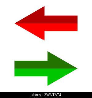 Grüne rote Pfeile, rechts links. Vektorabbildung. EPS 10. Rohbild. Stock Vektor