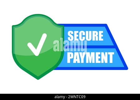 Sichern Sie den Zahlungsschild mit einem Häkchen. Vektorabbildung. EPS 10. Rohbild. Stock Vektor
