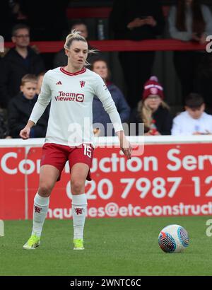 DAGENHAM, ENGLAND – 03. MÄRZ: Gemma Evans von Manchester United Women in Aktion beim Barclays FA Women's Super League Spiel zwischen West Ham United W Stockfoto