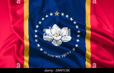 Die Flagge des US-Bundesstaates Mississippi wackelte Stockfoto