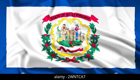 Die Flagge des US-Bundesstaates West Virginia wackelte Stockfoto