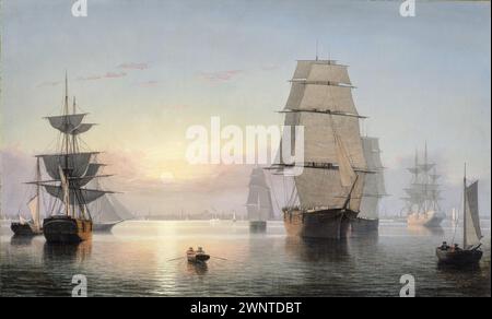 Boston Harbor, Sunset Fitz Henry Lane (Usa, Massachusetts, Gloucester, 1804–1865) Vereinigte Staaten, 1850-1855 Gemälde Stockfoto