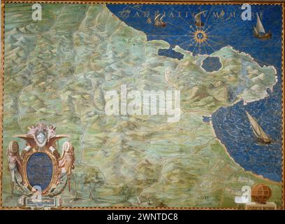 Antike Weltkarten HQ Apulien Italien 1583, 330x431 Stockfoto