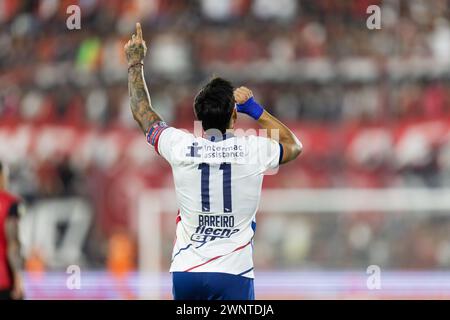 Rosario, Argentinien. März 2024. Adam Bareiro aus San Lorenzo feiert während des Spiels Copa de la Liga Profesional de Fútbol zwischen Newell's Old Boys und Club Atlético San Lorenzo im Stadion Marcelo Bielsa. Quelle: Mateo Occhi (Sporteo) / Alamy Live News Stockfoto