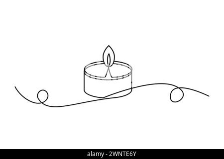 Durchgehende, einfache Zeichnung eines kleinen Kerzensymbols mit einer einzigen Zeile. Vektorabbildung. EPS 10. Rohbild. Stock Vektor