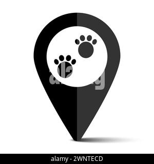 Symbol für Hundepfoten auf der Positionsnadel. Vektorabbildung. EPS 10. Rohbild. Stock Vektor