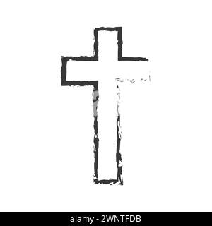 Kreuzförmige Silhouette. Pinselkreuz-Symbol. Vektorabbildung. EPS 10. Rohbild. Stock Vektor