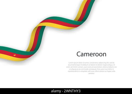 Schwebendes Band mit der Flagge Kameruns. Vorlage für Poster zum Unabhängigkeitstag Stock Vektor