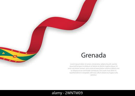 Schwebendes Band mit der Flagge von Grenada. Vorlage für Poster zum Unabhängigkeitstag Stock Vektor