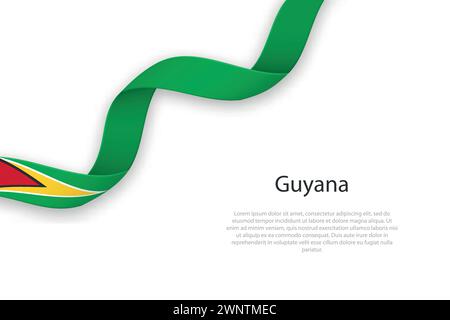 Schwebendes Band mit der Flagge von Guyana. Vorlage für Poster zum Unabhängigkeitstag Stock Vektor