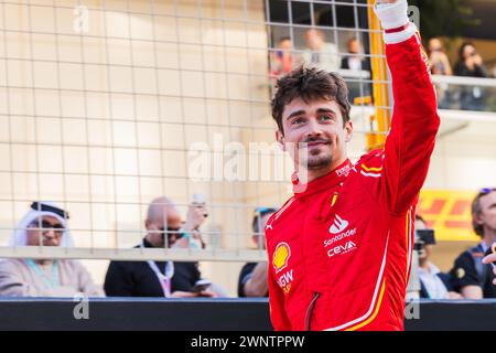MANAMA, BAHRAIN, Bahrain International Circuit, 2. März 2024: Charles Leclerc aus Monaco und Scuderia Ferrari während des Grand Prix von Bahrain Stockfoto