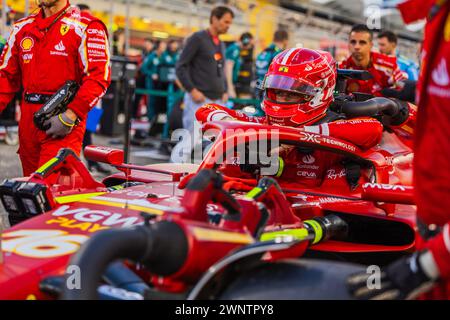 MANAMA, BAHRAIN, Bahrain International Circuit, 2. März 2024: Charles Leclerc aus Monaco und Scuderia Ferrari während des Grand Prix von Bahrain Stockfoto