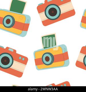 Nahtloses Kameramuster. Machen Sie ein Bild mit endlosem Hintergrund. Illustration der Vektorabwicklung. Stock Vektor