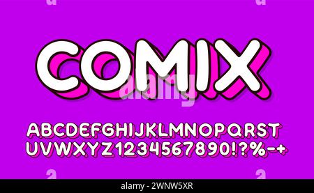 Lustige Schriftart. Englisches Alphabet und Nummernzeichen. Vektor Stock Vektor