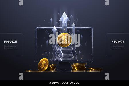 Investitions- und Börsenkonzept. Digitaler Computermonitor Stock Vektor