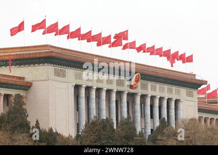 Peking, China. März 2024. Dieses Foto vom 4. März 2024 zeigt die große Halle des Volkes in Peking, der Hauptstadt Chinas. Quelle: Liu Xu/Xinhua/Alamy Live News Stockfoto