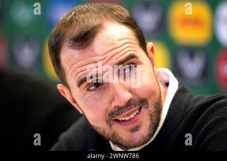 Interims-Cheftrainer John O'Shea während einer Pressekonferenz im Aviva Stadium in Dublin. Bilddatum: Montag, 4. März 2024. Stockfoto