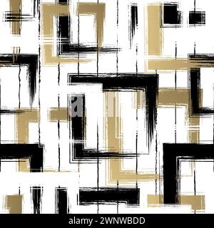Abstraktes geometrisches nahtloses Muster. Sich wiederholender geometrischer Linienhintergrund für Konstruktionsdrucke. Wiederholte Pinselstriche Formen. Aquarelle Textur. Wiederhole Stock Vektor