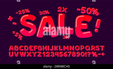 Sonderangebot für Schriftarten. Englisches Alphabet und Nummernzeichen. Vektor Stock Vektor