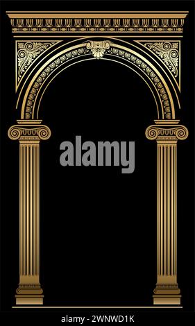 Klassischer luxuriöser Vintage-Bogenrahmen in Antikgold Stock Vektor
