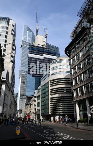 Die Baustelle von One Leadenhall, einem 36-geschossigen, 183 Meter hohen Hochhaus neben dem Leadenhall Market, wird von MAKE Architects entworfen Stockfoto