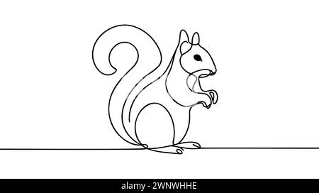 Einzelne kontinuierliche Linie Zeichnung von Luxus-Eichhörnchen für Unternehmen Logo Identität. Company Icon Konzept aus Chippmunk tierische Form. Moderne Einliniung Stock Vektor